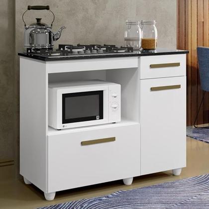 Imagem de Kit Balcão Para Cooktop Cozinha Kaiki Violeta Branco com Fogão Cooktop 4 Bocas Itatiaia Essencial
