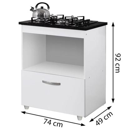Imagem de Kit Balcão Salvia Branco com Cooktop Vermelho 5 Bocas e Forno Elétrico 48l Plus 