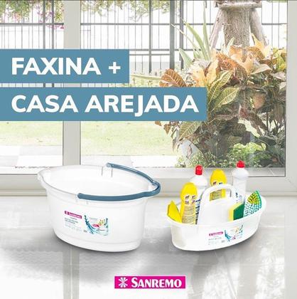 Imagem de kit Balde 14l Oval Limpeza Rodo + Balaio Cesto Lavanderia Plástico - Sanremo