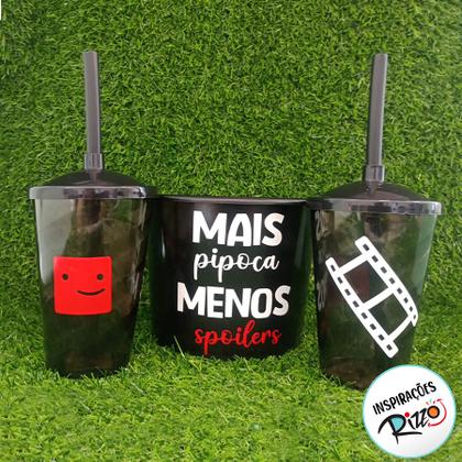 Imagem de Kit Balde de Pipoca e Copos - Mais Pipoca, Menos Spoiler - 1 unidade - Rizzo