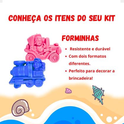 Imagem de Kit Balde De Praia Infantil 7 pçs Regador Baldinho Areia