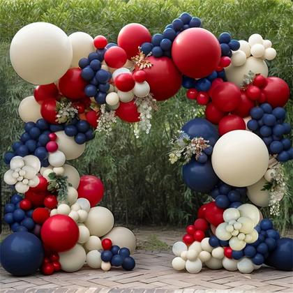 Imagem de Kit Balloon Arch Garland FunHot Baseball azul marinho/vermelho
