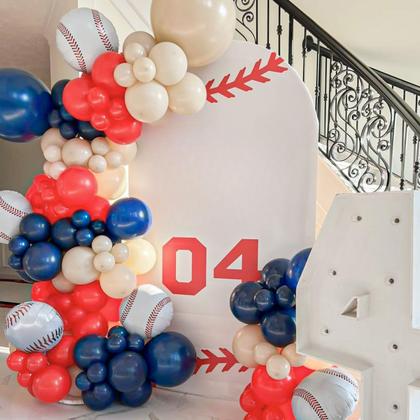 Imagem de Kit Balloon Arch Garland FunHot Baseball azul marinho/vermelho