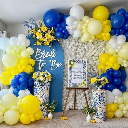 Imagem de Kit Balloon Arch Garland Paeyeq azul royal amarelo 129 unidades