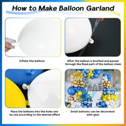 Imagem de Kit Balloon Arch Garland Paeyeq azul royal amarelo 129 unidades