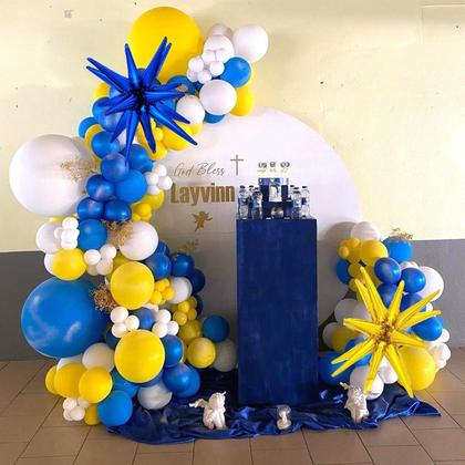 Imagem de Kit Balloon Arch Garland Paeyeq azul royal amarelo 129 unidades