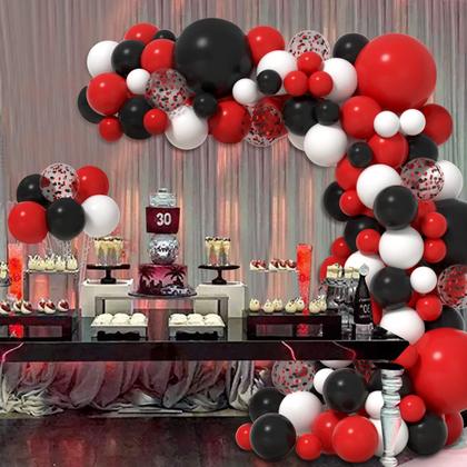Imagem de Kit Balloon Arch Janinus Red Black com balões de 18 polegadas e 12 polegadas e 5 polegadas
