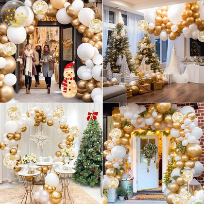 Imagem de Kit Balloon Arch KARLURE White Gold 145 unidades para decoração de festas