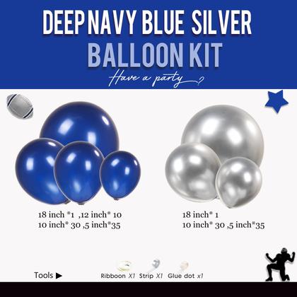 Imagem de Kit Balloon Garland Arch Froufing azul marinho/prata 142 unidades