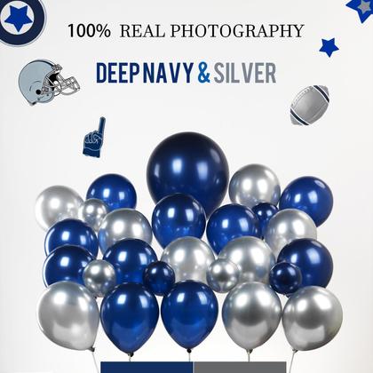 Imagem de Kit Balloon Garland Arch Froufing azul marinho/prata 142 unidades