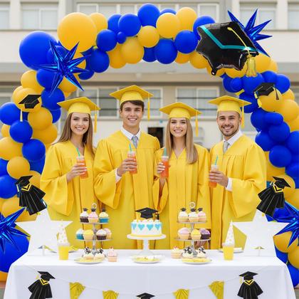 Imagem de Kit Balloon Garland Arch Kozee azul royal e amarelo, mais de 150 unidades