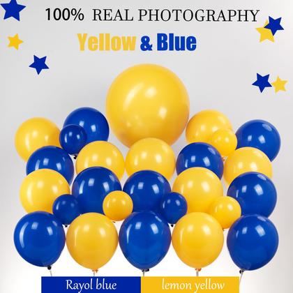 Imagem de Kit Balloon Garland Arch Kozee azul royal e amarelo, mais de 150 unidades