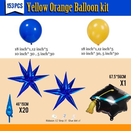 Imagem de Kit Balloon Garland Arch Kozee azul royal e amarelo, mais de 150 unidades