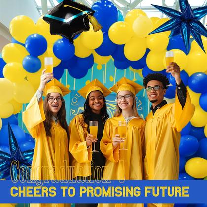 Imagem de Kit Balloon Garland Arch Kozee azul royal e amarelo, mais de 150 unidades