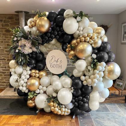 Imagem de Kit Balloon Garland Pinbra Black White Gold com 5 polegadas, 12 polegadas, 18 polegadas