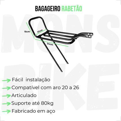 Imagem de Kit Banco Mobilete Bike Motorizada + Garupa Bagageiro + Guidão Cargo + Mesa