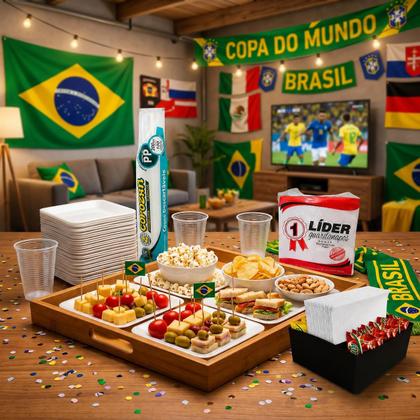 Imagem de Kit Bandeja B1 Funda 100 Uni Palito 2000 Uni Copo 200ml 100 Uni Guardanapo 20x20 Com 10 Pacotes