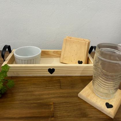 Imagem de Kit Bandeja Decorativa Slin e 4 Porta Copos, Kit Decorativo, Mesa Posta, Decoração Casa