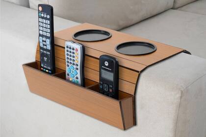 Imagem de Kit Bandeja Esteira Para Sofá Porta Copos E Controle 2unid