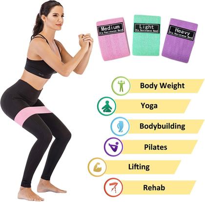 Imagem de Kit Bands 3 Pulseiras resistentes para mulheres com bumbum e pernas - 3 faixas de resistência de nível -  KIT 3 LARGOS