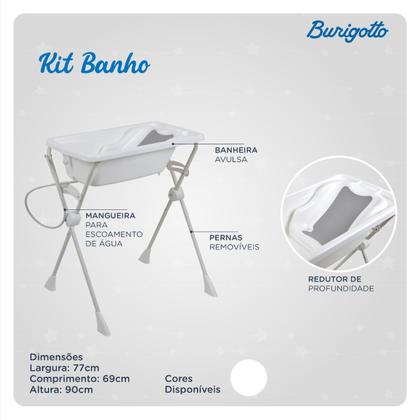 Kit Banheira de Bebê com Suporte e Assento Redutor Millenia Burigotto Branca Imagem de Kit Banheira de Bebê com Suporte e Assento Redutor Millenia Burigotto Branca