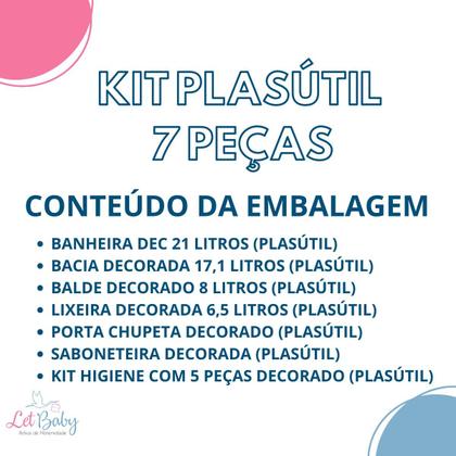 Imagem de Kit banheira de bebê plasutil 7 peças kit higiene bacia lixeira balde menino e menina