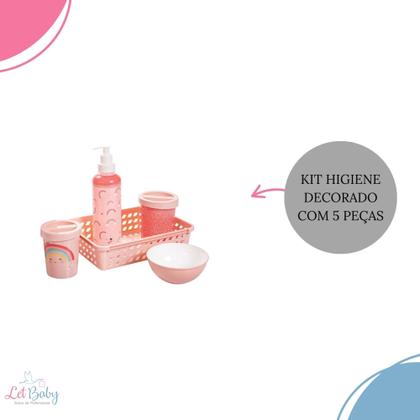 Imagem de Kit banheira de bebê plasutil 7 peças + kit higiene urso + bacia + lixeira + balde menino e menina