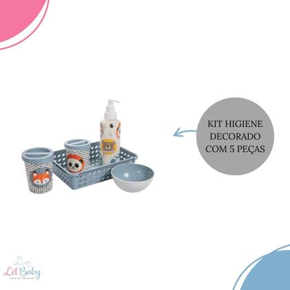 Imagem de Kit banheira de bebê plasutil 7 peças + kit higiene urso + bacia + lixeira + balde menino e menina