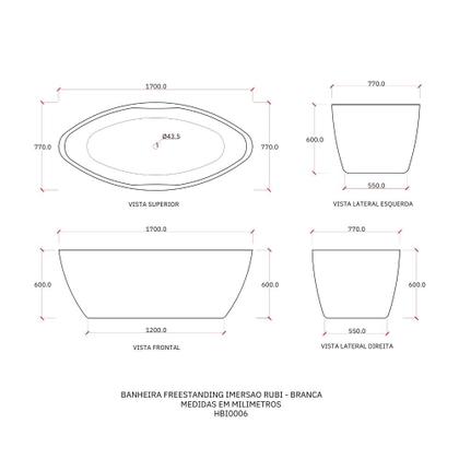 Imagem de Kit Banheira de Imersao Rubi e Misturador de Piso Monocomando Preto Pingoo.casa