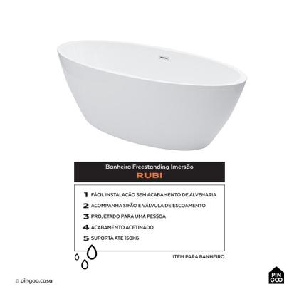 Imagem de Kit Banheira de Imersao Rubi e Misturador de Piso Monocomando Preto Pingoo.casa