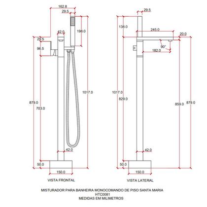 Imagem de Kit Banheira de Imersao Rubi e Misturador de Piso Monocomando Preto Pingoo.casa