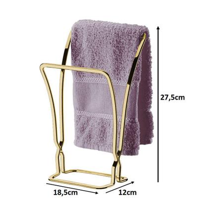Imagem de Kit Banheiro 2 Peças Porta Toalha Duplo Pia Suporte Papel Higiênico Duplo Acoplado Dourado - Future