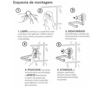 Imagem de Kit Banheiro 2 Peças Porta Toalha Toalheiro 25cm Suporte Papel Higiênico Ventosa Preto Fosco - Future