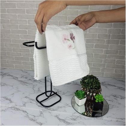 Imagem de Kit Banheiro 2 Peças Porta Toalha Toalheiro Duplo Suporte Papel Higiênico Preto Fosco - Future