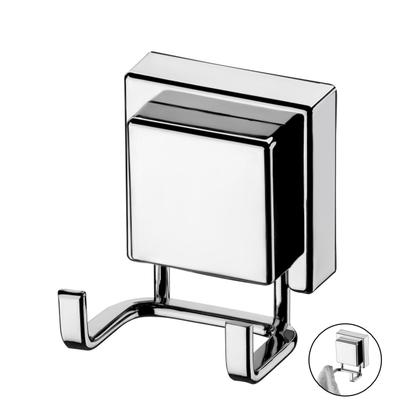Imagem de Kit Banheiro 2 Peças Suporte Porta Sabonete Cabide Gancho Duplo Multiuso Com Ventosa Cromado - Future