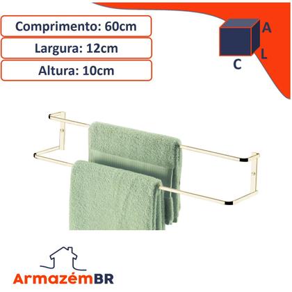 Imagem de Kit Banheiro 3 Peças Suporte Toalheiro Porta Toalha Papel Higiênico Parede Dourado - Future