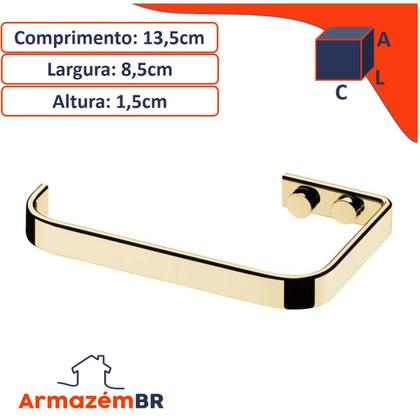 Imagem de Kit Banheiro 3 Peças Suporte Toalheiro Porta Toalha Papel Higiênico Parede Dourado - Future