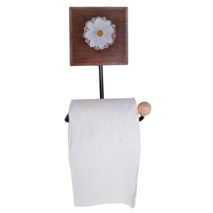 Imagem de Kit Banheiro 3 Peças Toalheiro Cabideiro Porta Papel Papel Com Flores Coloridas