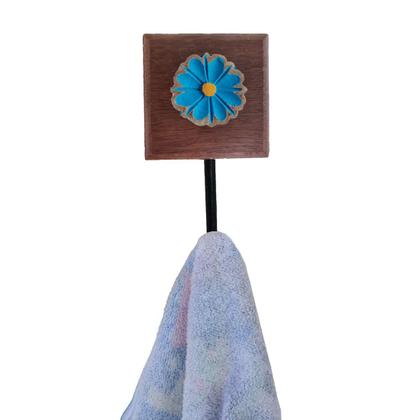 Imagem de Kit Banheiro 3 Peças Toalheiro Cabideiro Porta Papel Papel Com Flores Coloridas