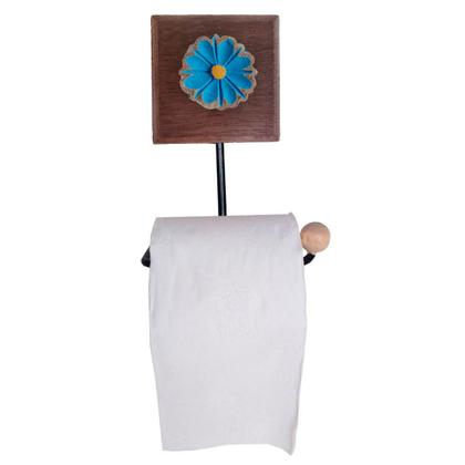 Imagem de Kit Banheiro 3 Peças Toalheiro Cabideiro Porta Papel Papel Com Flores Coloridas