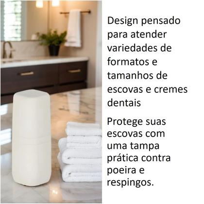 Imagem de Kit Banheiro 6pç Lixeira 6L + Porta Sabonete Escova Cotonete Dispenser Bege - Aura Ou