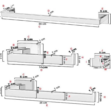Imagem de Kit Banheiro Aço Inox Premium Preto Fosco 4 Peças