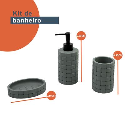 Imagem de Kit banheiro cimento tramado verde c/ saboneteira 3pç- Oikos