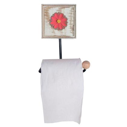 Imagem de Kit Banheiro Com 2 Toalheiros duplos + Porta Papel Higiênico + Toalheiro Rustico Artesanal