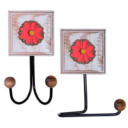 Imagem de Kit Banheiro Com 2 Toalheiros duplos + Porta Papel Higiênico + Toalheiro Rustico Artesanal