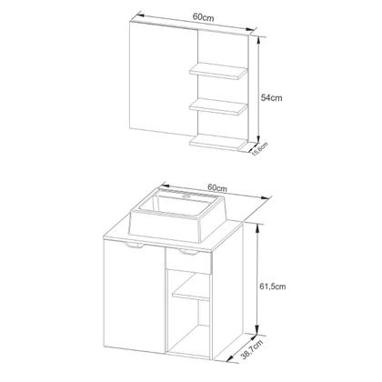 Imagem de Kit Banheiro com Cuba Gabinete Espelheira Mármore Branco