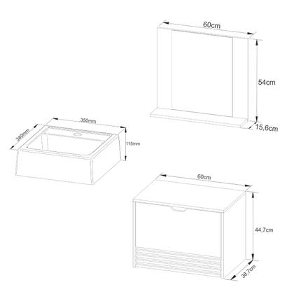 Imagem de Kit Banheiro Completo com Espelho e Pia Amêndoa Mármore Branco Tecno Mobili