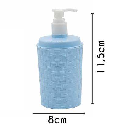 Imagem de Kit Banheiro Infantil Menino 3 em 1 Azul Linha Mãe e Bebê Com Cesto e Dispenser Sabonete