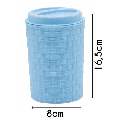 Imagem de Kit Banheiro Infantil Menino 3 em 1 Azul Linha Mãe e Bebê Com Cesto e Dispenser Sabonete