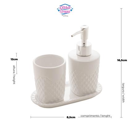 Imagem de Kit Banheiro Lavabo 3 peças Summit Branco e Prateado - Lyor